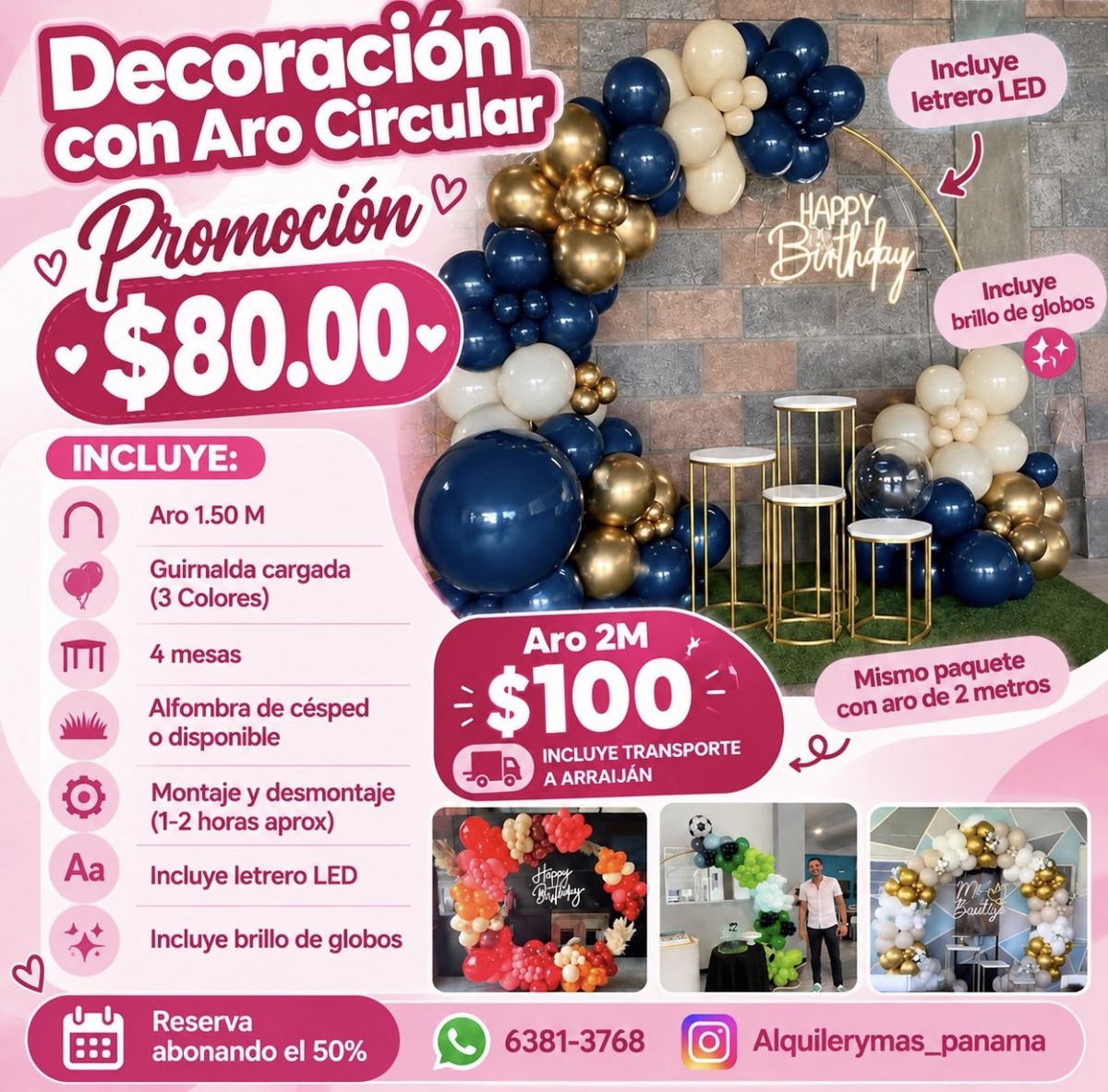 Promoción de decoración con aro circular desde $80